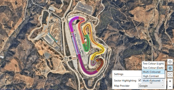 Circuit Tools satellite track map used for testing and setup